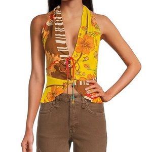 NWT Free people Halter  tank top $78 t back summer tropical